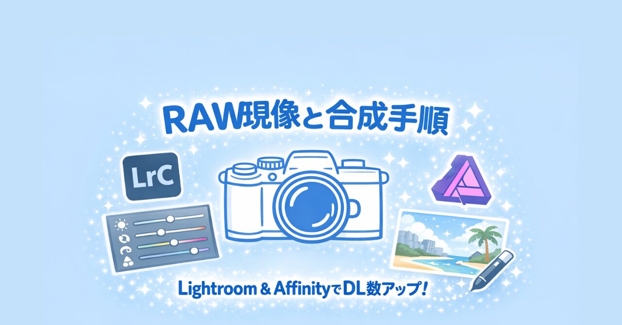 RAW現像と合成手順のアイキャッチ画像