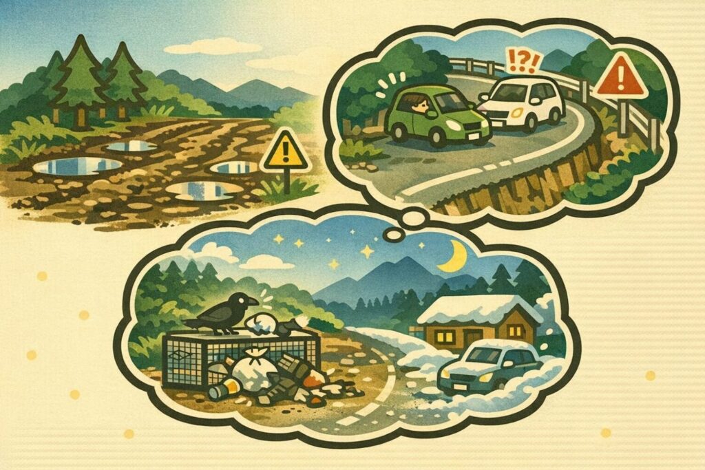 道路の舗装状況広さ雪対策の画像